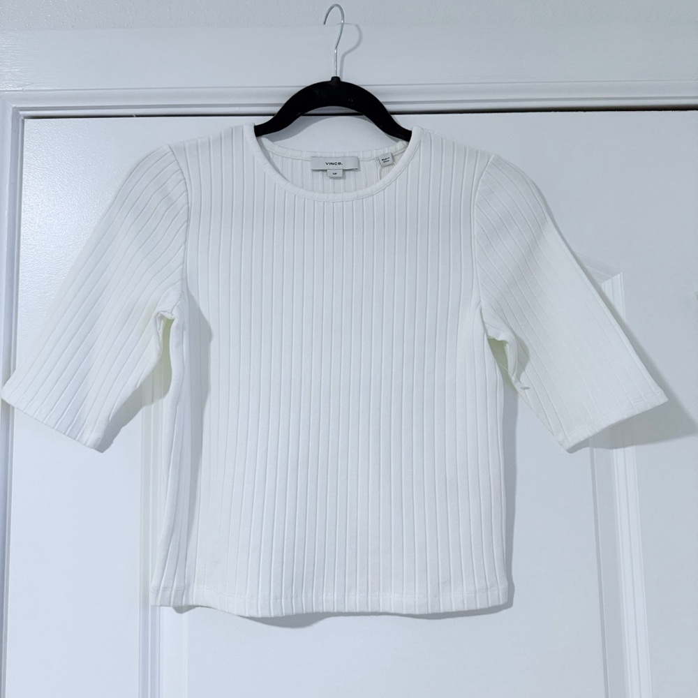Vince Ivory Ribbed Knit Top. Size S/P. New!